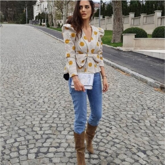 Zara Polka Dot Bow Shirt Blogger’s Fav Size XS NEW WITH TAG! - Picture 11 of 14